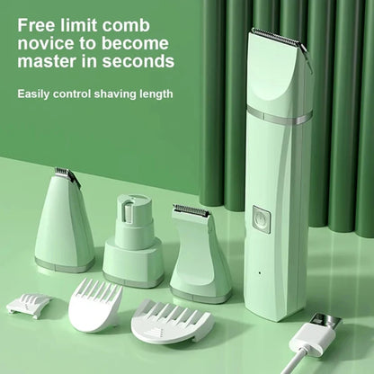 4-in-1 Multi-Functional Electric Dog Clippers – Cordless Low-Noise Shaver & Professional Grooming Tool Set