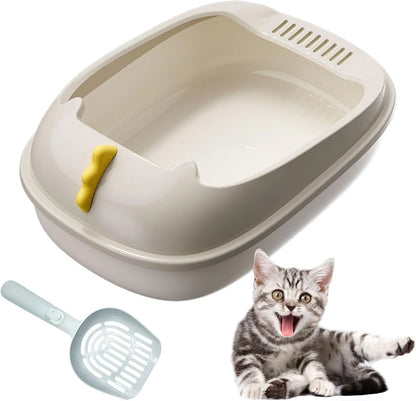 Pawsome-Pan™ Anti-Splashing High-Sided Litter Box - Modern Semi-Enclosed Cat Toilet with Integrated Litter Sifting Scoop
