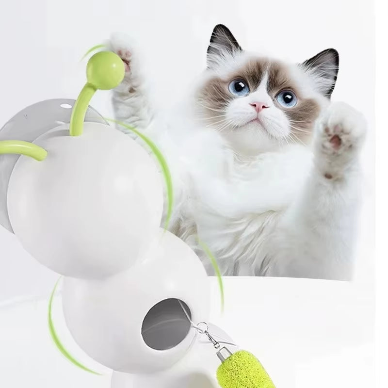 Caterpillar Interactive Cat Toy Motion Activated Wack a Worm Post Toy Rechargeable Automatic Teasing Cat Toy with Tail for Cats