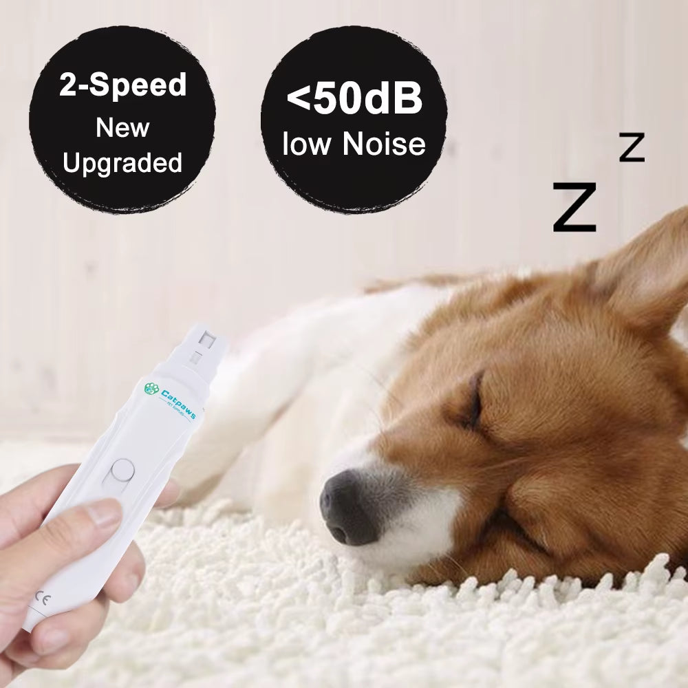 Catpaws™ Professional Ultra-Quiet Pet Nail Grinder - 2-Speed Rechargeable Trimmer for Dogs & Cats