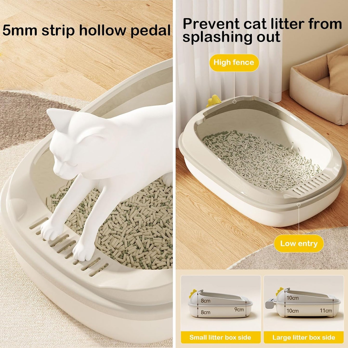 Pawsome-Pan™ Anti-Splashing High-Sided Litter Box - Modern Semi-Enclosed Cat Toilet with Integrated Litter Sifting Scoop