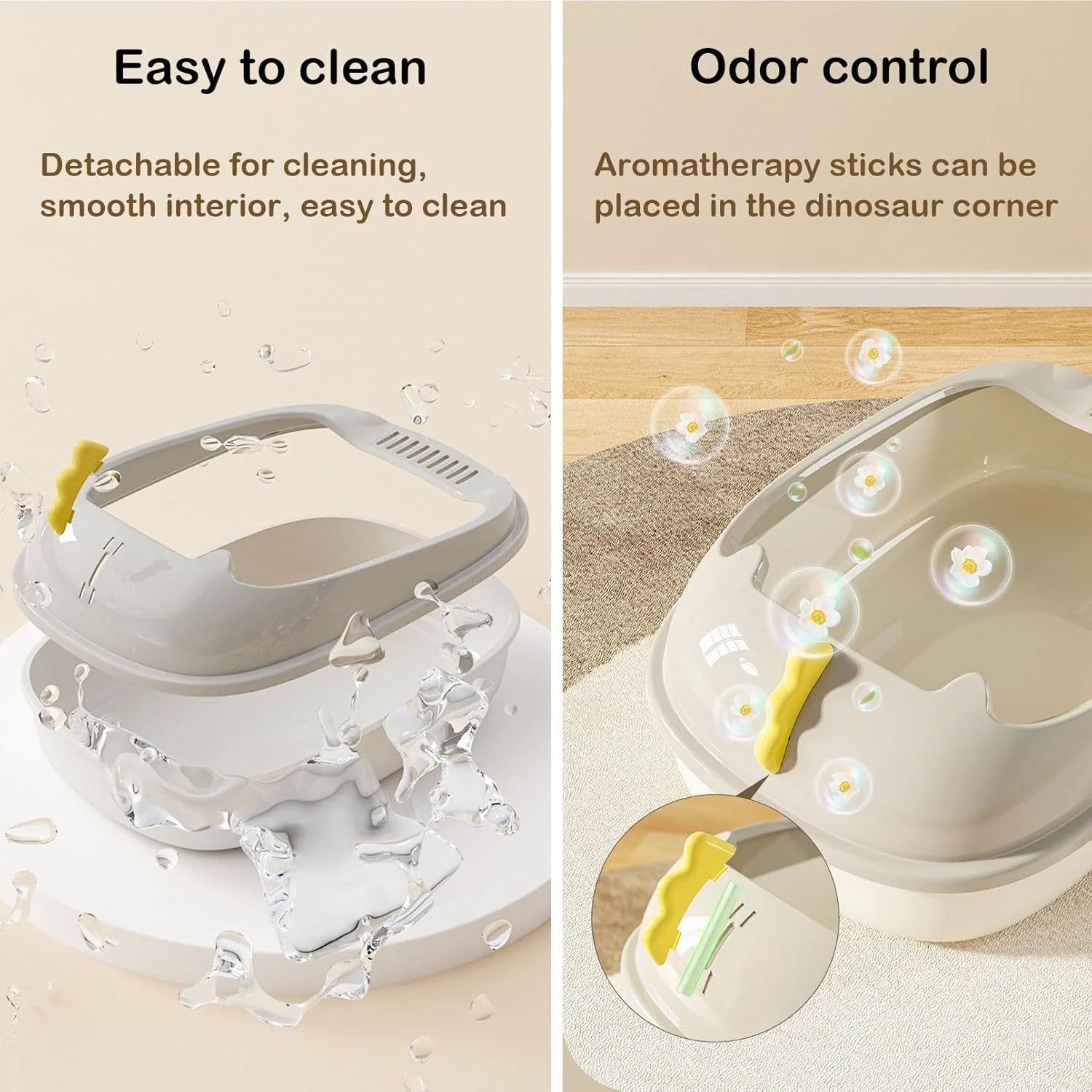 Pawsome-Pan™ Anti-Splashing High-Sided Litter Box - Modern Semi-Enclosed Cat Toilet with Integrated Litter Sifting Scoop