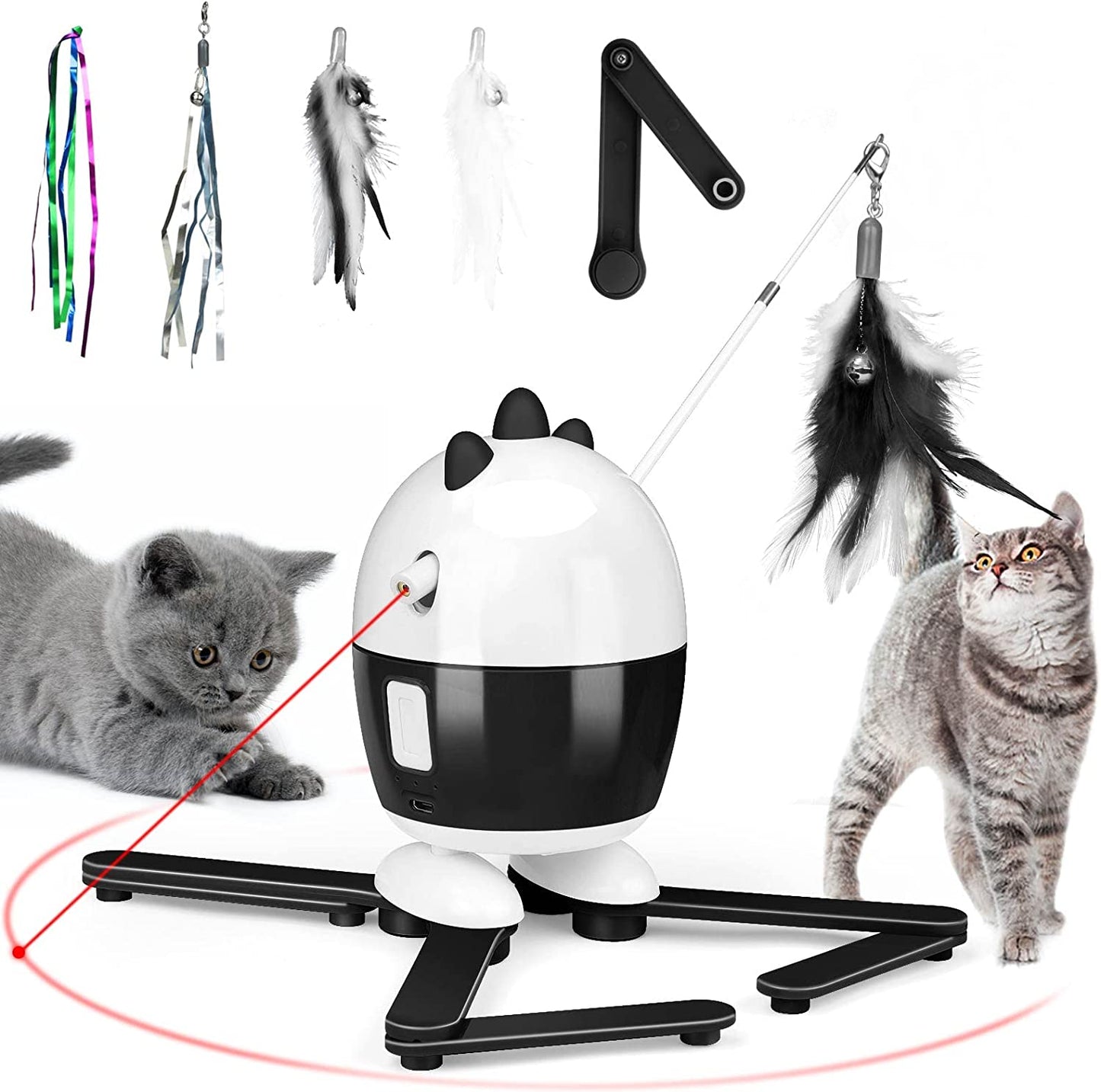 Cat Toys Interactive, Cat Light Toy and Cat Feather Toys 2 in 1, Recharge Cat Exercise Toys for Indoor Cats Automatic Cat Toys Interactive for Kitten