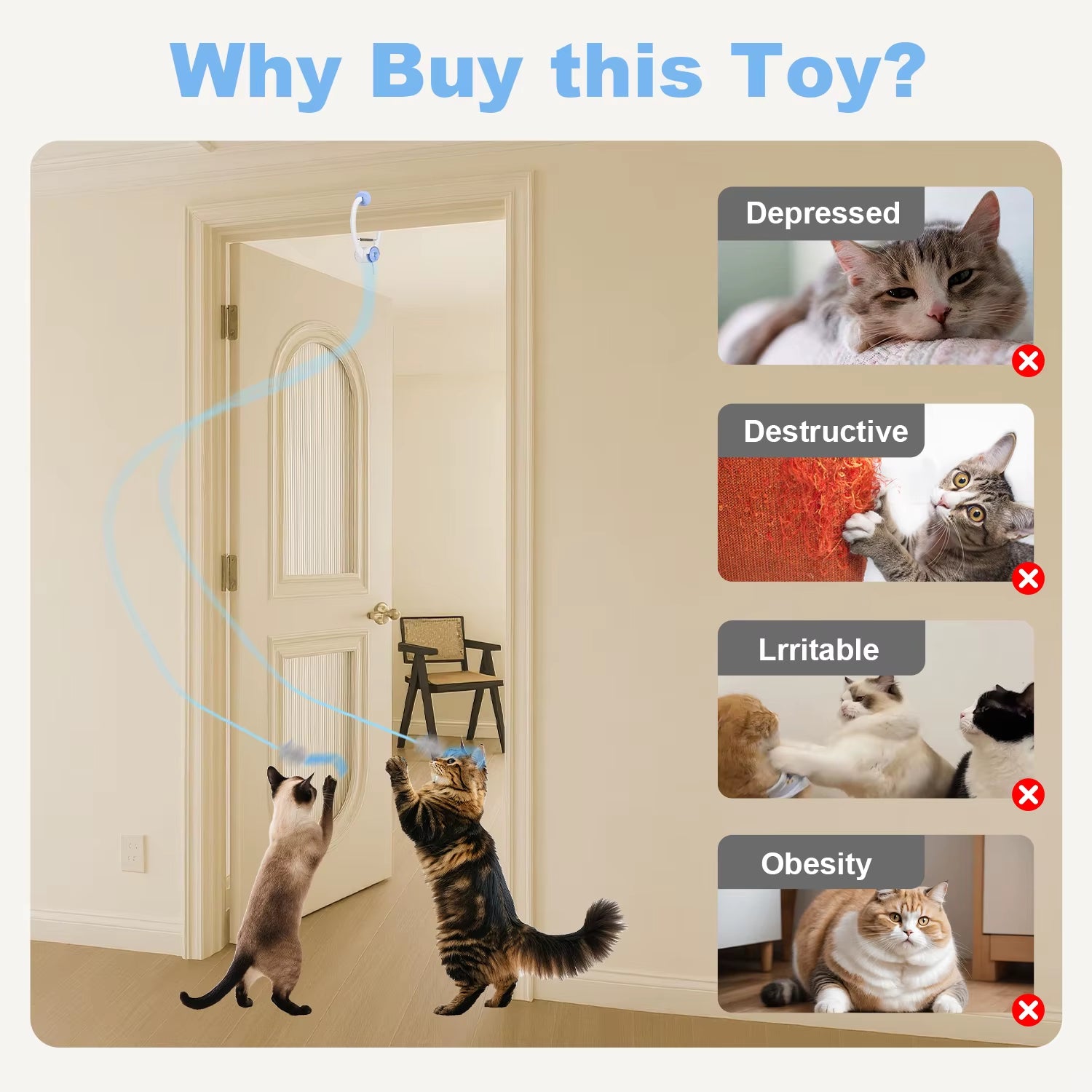 Pawsome-Swing™ Interactive Door-Hanging Cat Toy - Automatic Retractable Mouse Toy with Smart Motion & USB Rechargeable
