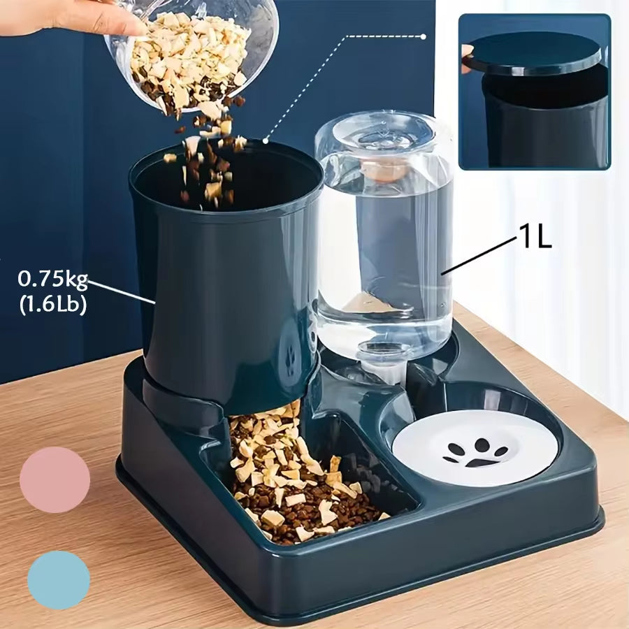 🐾 Pawsome-Duo Gravity Feed & Water Station