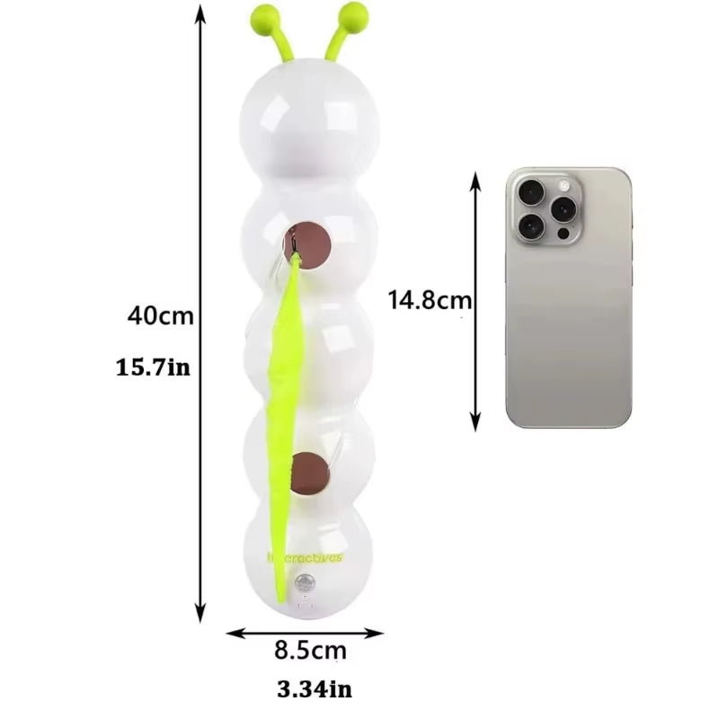 Caterpillar Interactive Cat Toy Motion Activated Wack a Worm Post Toy Rechargeable Automatic Teasing Cat Toy with Tail for Cats