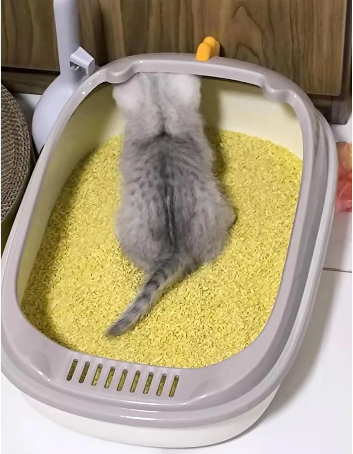 Pawsome-Pan™ Anti-Splashing High-Sided Litter Box - Modern Semi-Enclosed Cat Toilet with Integrated Litter Sifting Scoop