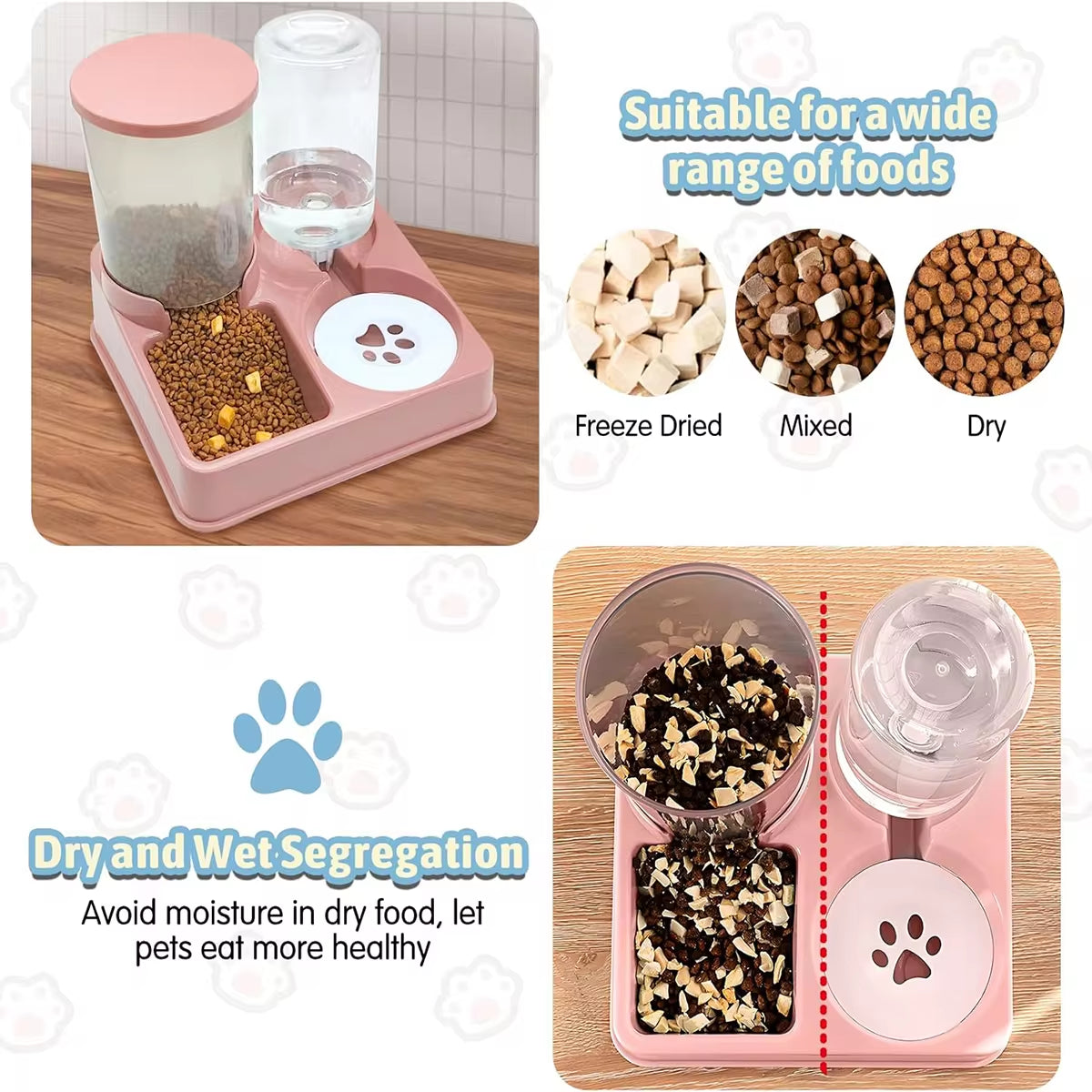 🐾 Pawsome-Duo Gravity Feed & Water Station