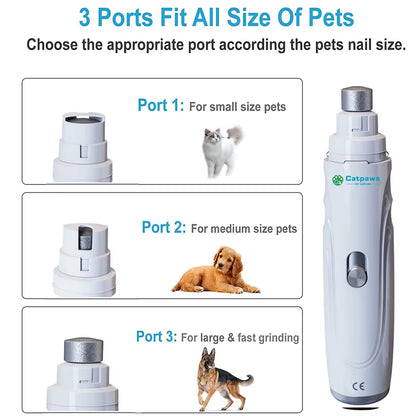 Catpaws™ Professional Ultra-Quiet Pet Nail Grinder - 2-Speed Rechargeable Trimmer for Dogs & Cats