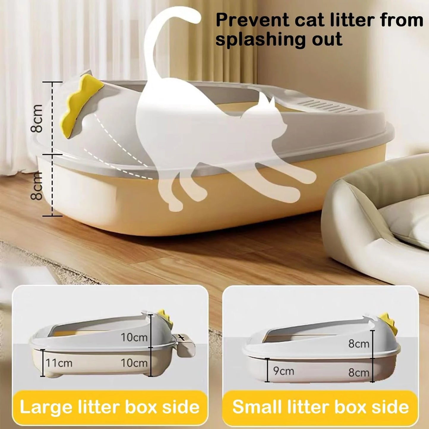 Pawsome-Pan™ Anti-Splashing High-Sided Litter Box - Modern Semi-Enclosed Cat Toilet with Integrated Litter Sifting Scoop