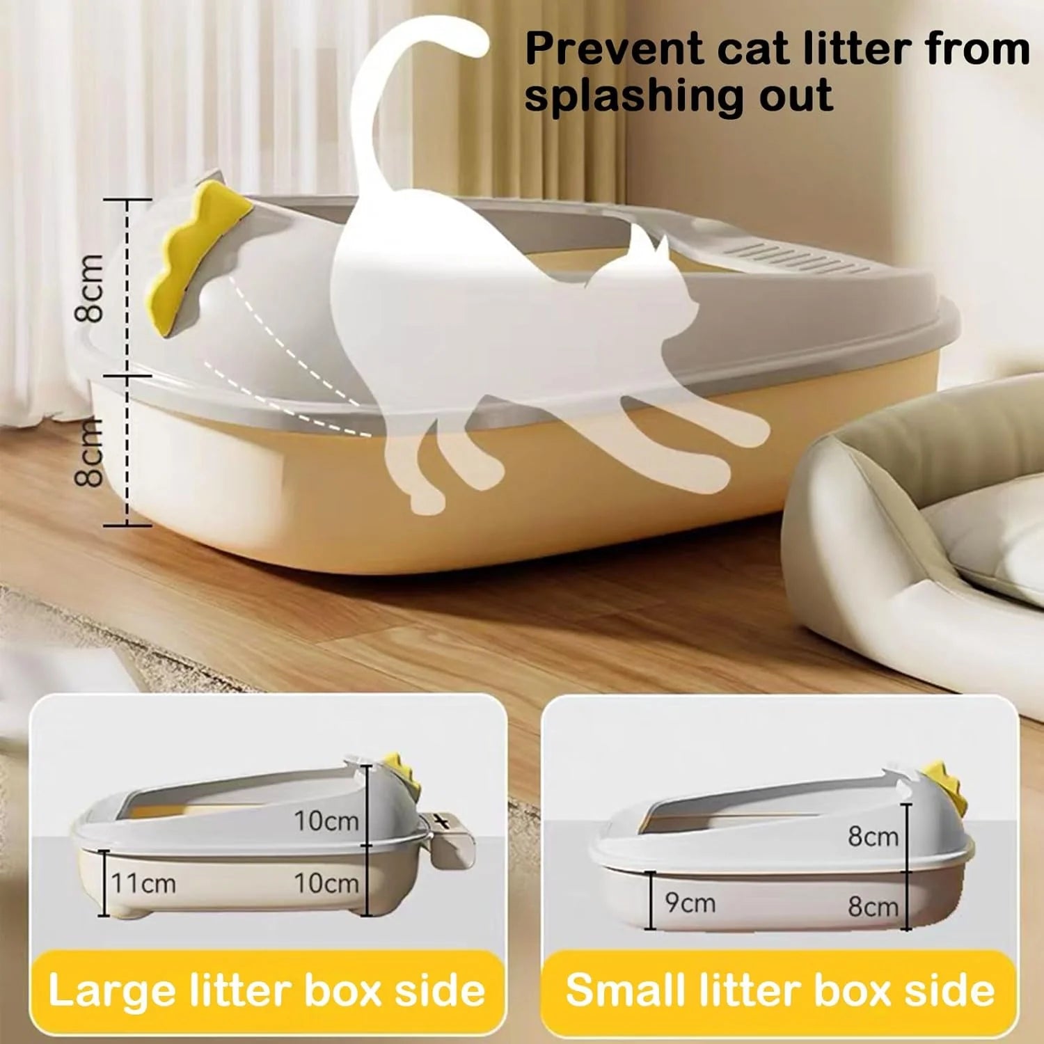 Pawsome-Pan™ Anti-Splashing High-Sided Litter Box - Modern Semi-Enclosed Cat Toilet with Integrated Litter Sifting Scoop