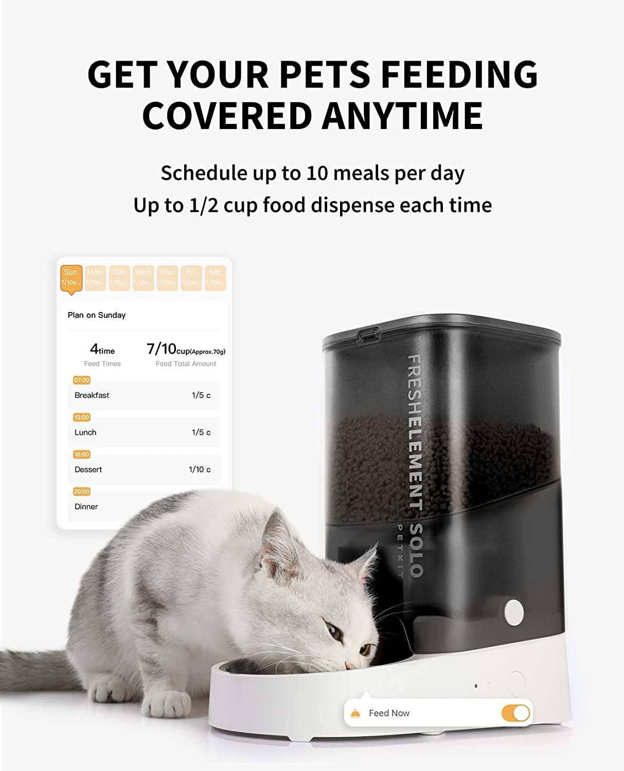 Automatic Cat Feeder, 2.4G Wifi Automatic Dog Feeder, App Control Pet Food Dispenser with Triple Fresh-Lock System, up to 10 Meals per Day, Schedule Feeding, Food Shortage Alert, 3L Capacity