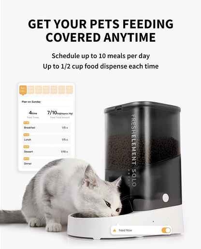 Automatic Cat Feeder, 2.4G Wifi Automatic Dog Feeder, App Control Pet Food Dispenser with Triple Fresh-Lock System, up to 10 Meals per Day, Schedule Feeding, Food Shortage Alert, 3L Capacity